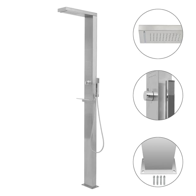 vidaXL Gartendusche Edelstahl Quadratisch 48200