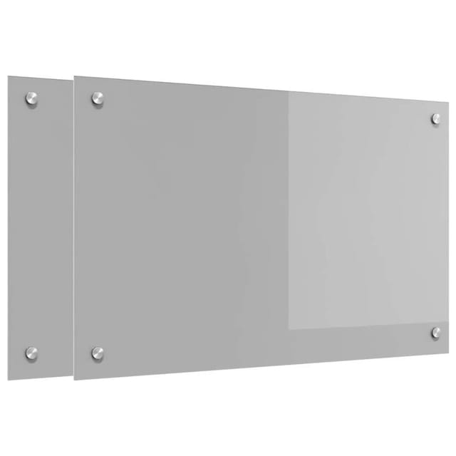 vidaXL Küchenrückwand 2 Stk Hellgrau 80 x 50 cm Gehärtetes Glas 3415450