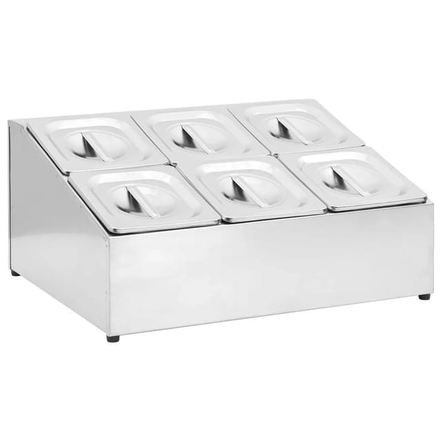 vidaXL Gastronorm-Ständer mit 6 GN 1/6 Behältern Edelstahl 51224