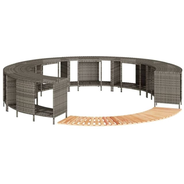 vidaXL Whirlpool-Umrandung Grau Poly Rattan und Massivholz Akazie 3270650