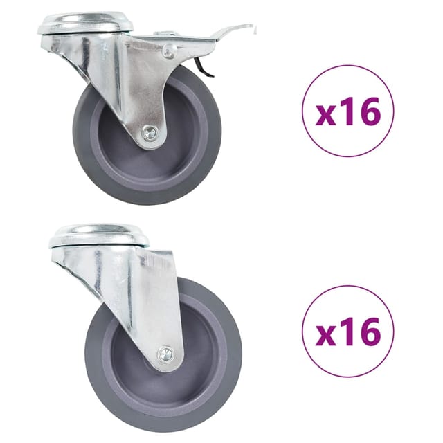 vidaXL 32 Stk Lenkrollen mit Rückenloch 75 mm 277890