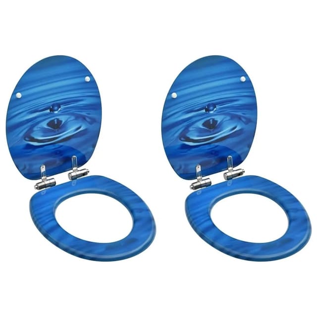 vidaXL Toilettensitze Soft-Close-Deckel 2 Stk MDF Blau Wassertropfen 3056412