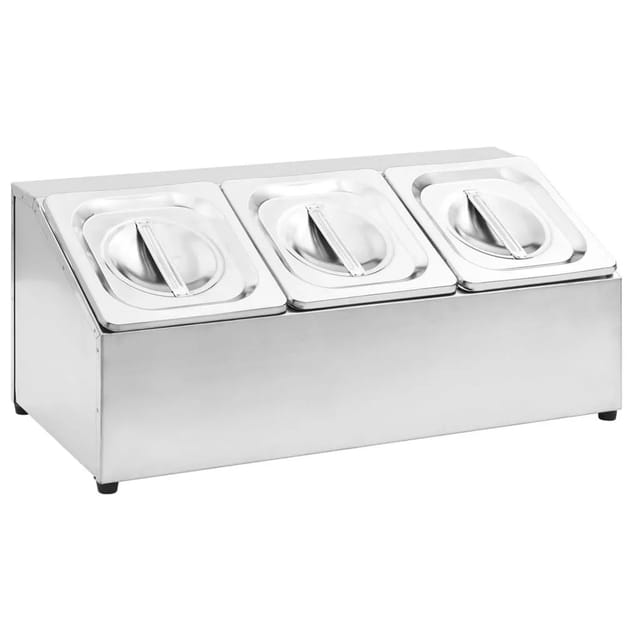 vidaXL Gastronorm-Ständer mit 3 GN 1/6 Behältern Edelstahl 51220