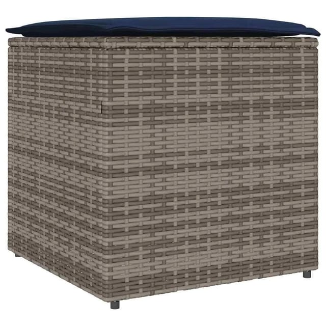 vidaXL Kissenbox mit Speicher Grau 50 x 50 x 50 cm Poly-Rattan 365414
