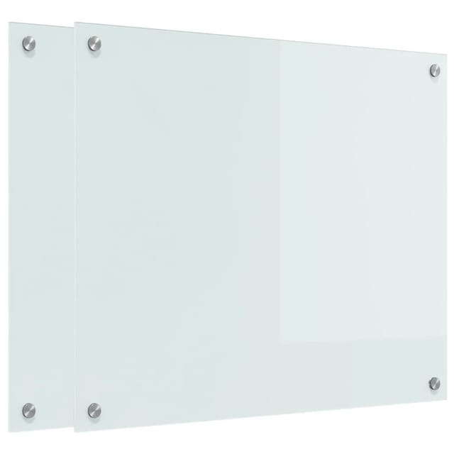 vidaXL Küchenrückwand 2 Stk Weiß 70 x 60 cm Gehärtetes Glas 3415520