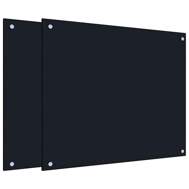 vidaXL Küchenrückwände 2 Stk Schwarz 70x60 cm Hartglas 3315797