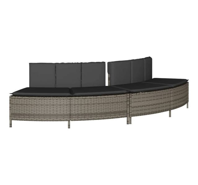 vidaXL Whirlpool-Bänke mit Auflagen 2 Stk Grau Poly Rattan 365617
