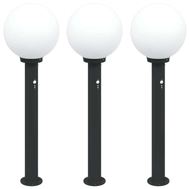 vidaXL Pollerleuchten mit Sensor 3 Stk 80 cm Schwarz IP44 4006116
