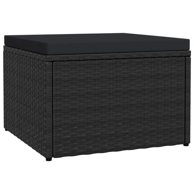 vidaXL Outdoor-Fußhocker mit Kissen Schwarz Polyrattan 310489