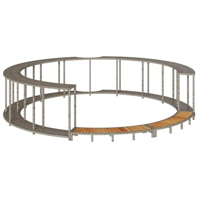 vidaXL Whirlpool-Umrandung mit Stauraum Holztreppe Grau Poly Rattan 365611