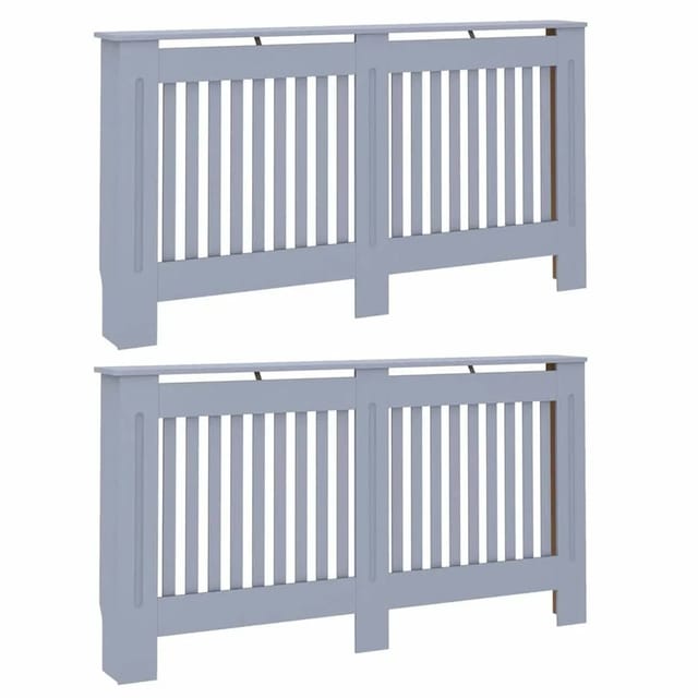 vidaXL Heizkörperabdeckung 2 Stk Grau 152 x 19 x 81,5 cm Holzwerkstoff 3403231
