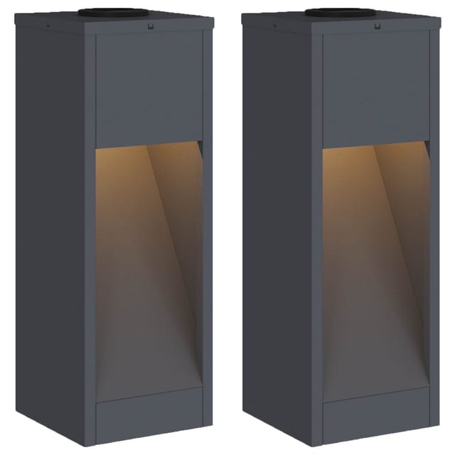 vidaXL Solar LED Wegeleuchte 2 Stk Anthrazit Kalt Gewalzter Stahl 879711