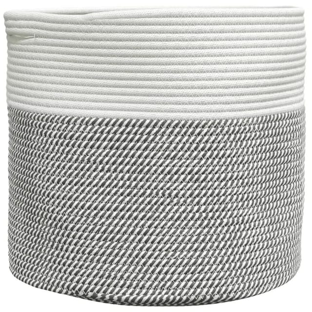 vidaXL Aufbewahrungskorb Grau und Weiß Ø40x35 cm Baumwolle 358466