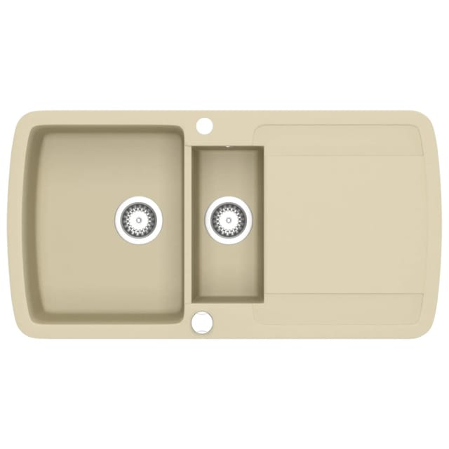 vidaXL Granitspüle Doppelbecken Beige 144854