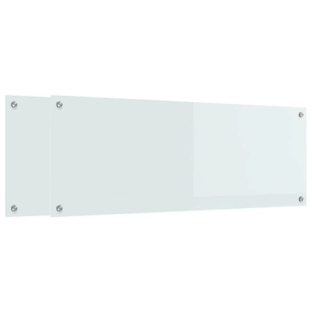 vidaXL Küchenrückwand 2 Stk Weiß 110 x 40 cm Gehärtetes Glas 3415482