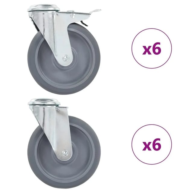 vidaXL 12 Stk Lenkrollen mit Rückenloch 125 mm 277897