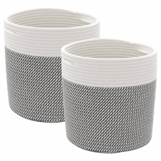 vidaXL Aufbewahrungskörbe 2 Stk Grau und Weiß Ø28x28 cm Baumwolle 358458