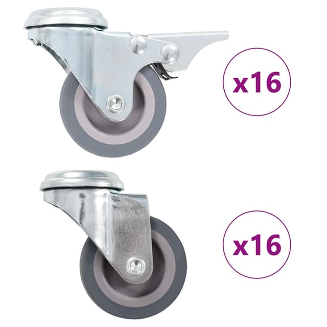 vidaXL 32 Stk Lenkrollen mit Rückenloch 50 mm 277885