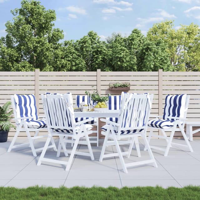 vidaXL Niedriglehner-Auflagen 6 Stk Blau Weiß Gestreift Oxford-Gewebe 377718