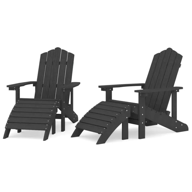 vidaXL Adirondack-Gartenstühle 2 Stk mit Hockern HDPE Weiß 3095697