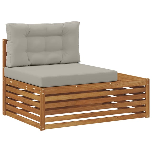 vidaXL Outdoor Endsofa 3 Stück Natur und Hellgrau 115 x 83 x 73 cm 900574