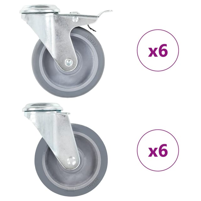 vidaXL 12 Stk Lenkrollen mit Rückenloch 100 mm 277892
