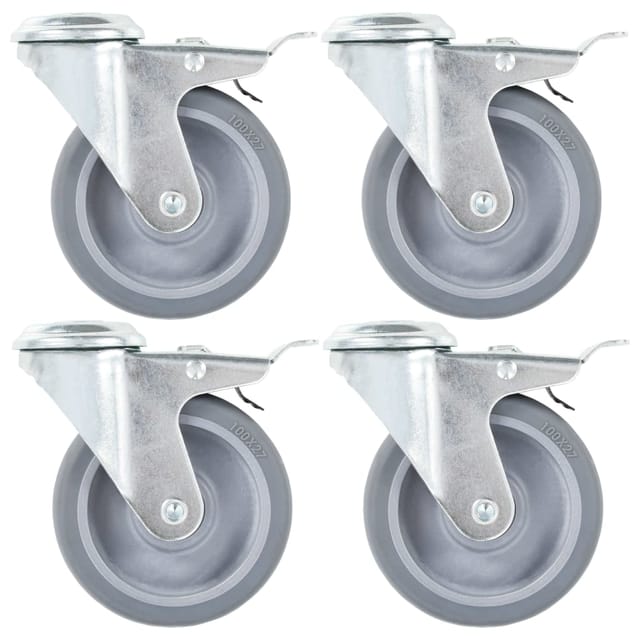 vidaXL Lenkrollen mit Bolzenloch und Doppelbremsen 4 Stk 100 mm 143427