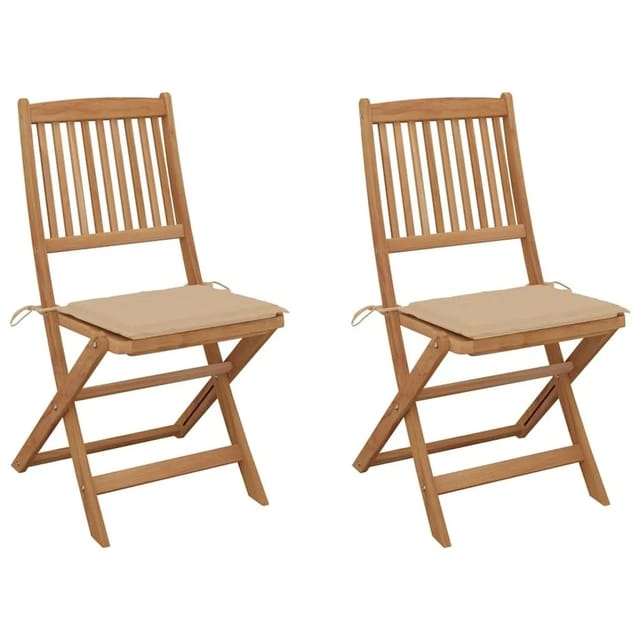 vidaXL Klappbare Gartenstühle 2 Stk mit Kissen Massivholz Akazie 3064647