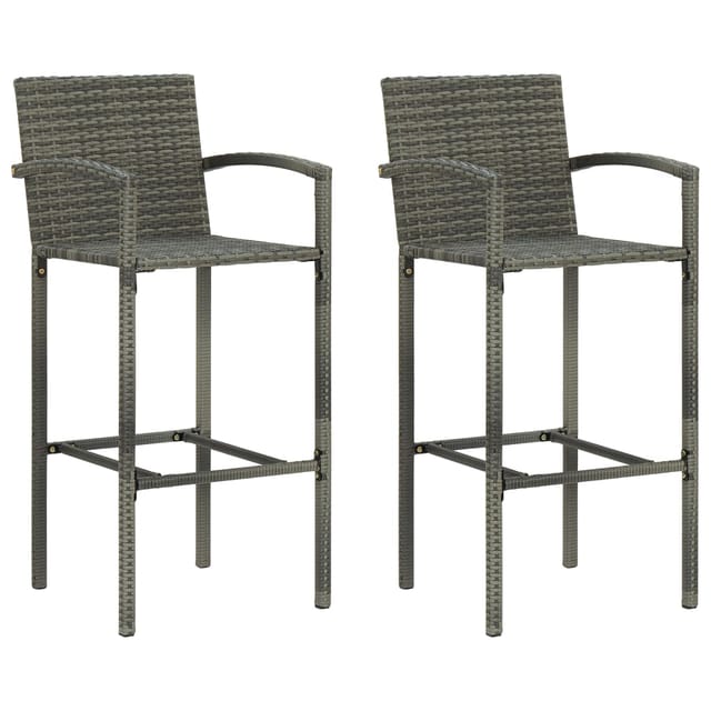 vidaXL Barhocker 2 Stk Grau Poly Rattan 313453
