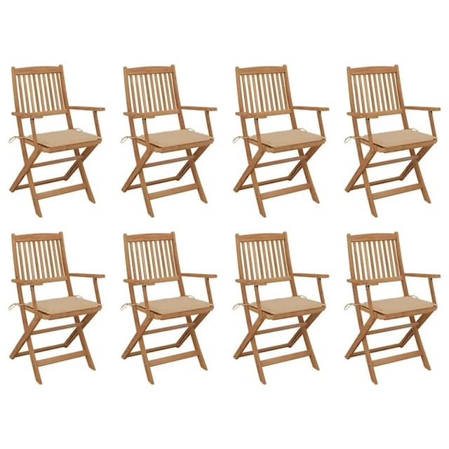 vidaXL Klappbare Gartenstühle mit Kissen 8 Stk Massivholz Akazie 3075088