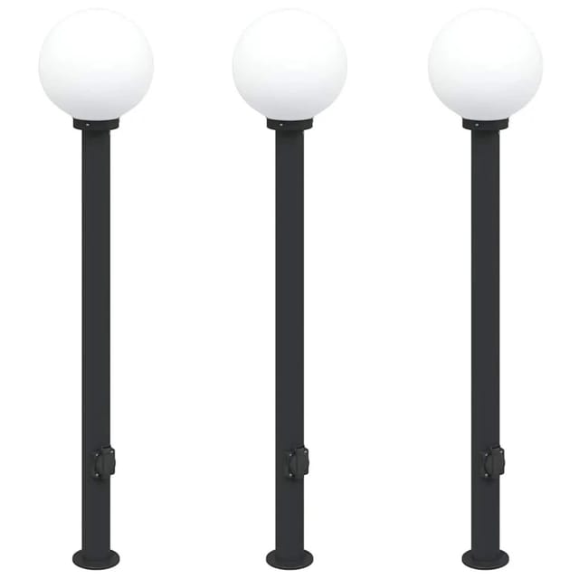 vidaXL Pollerleuchten mit Steckdose 3 Stk 120 cm Schwarz IP44 4006122