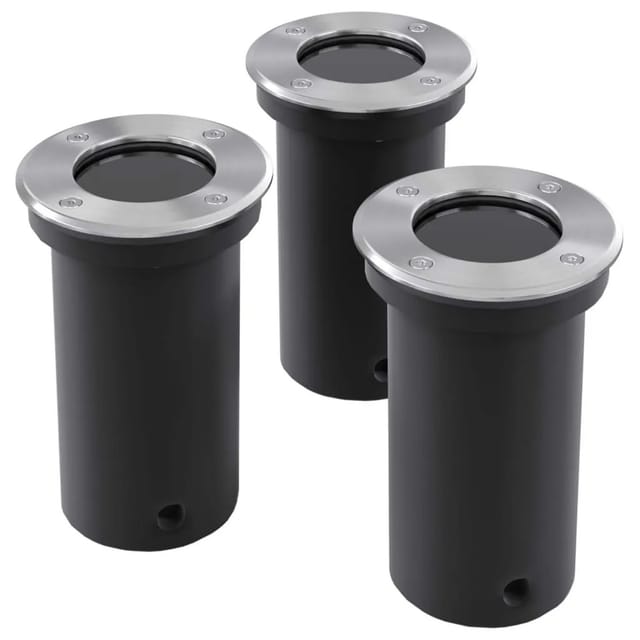 vidaXL Bodenstrahler Bodenlampe Bodeneinbauleuchten Rund 3er Set 40393