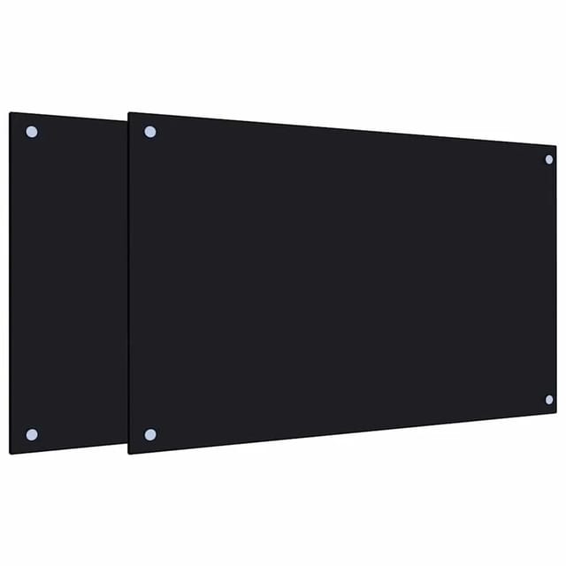 vidaXL Küchenrückwände 2 Stk Schwarz 80x50 cm Hartglas 3315799