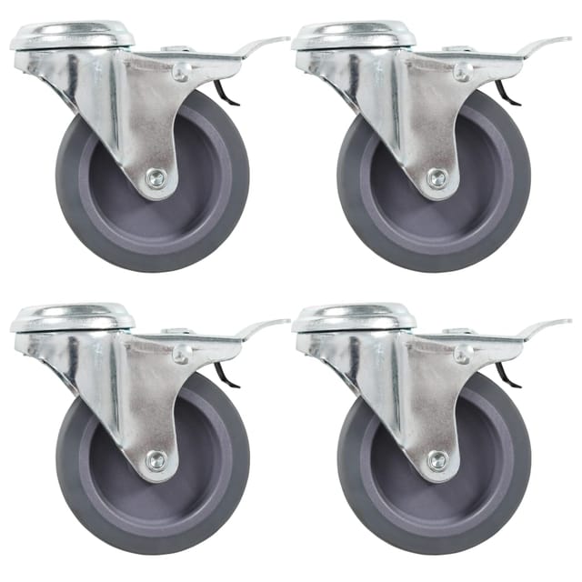vidaXL Lenkrollen mit Bolzenloch und Doppelbremsen 4 Stk 75 mm 143425