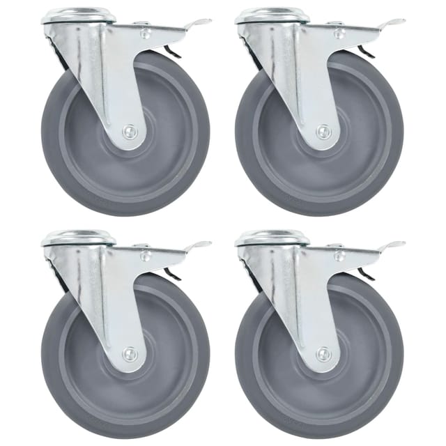 vidaXL Lenkrollen mit Bolzenloch und Doppelbremsen 4 Stk 125 mm 143429