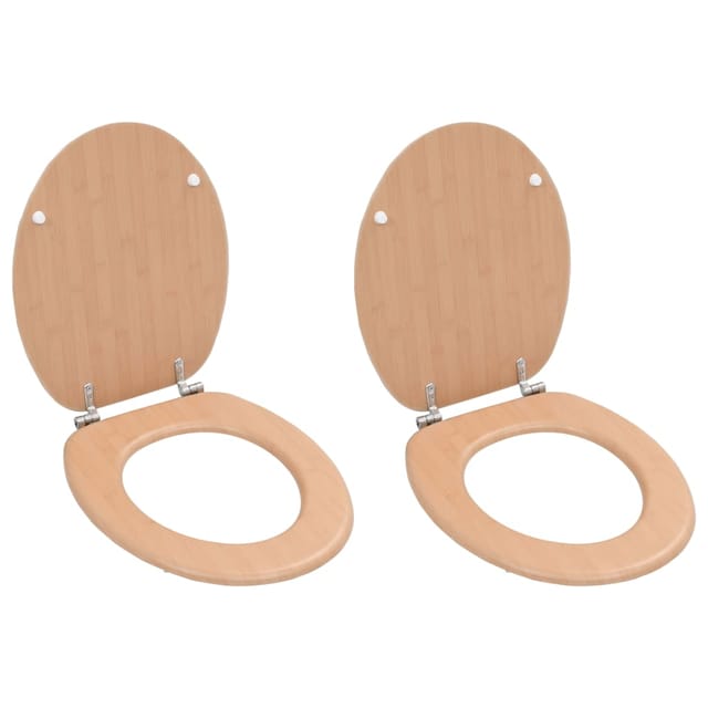 vidaXL Toilettensitze 2 Stk mit Deckel MDF Bambus-Design 276995