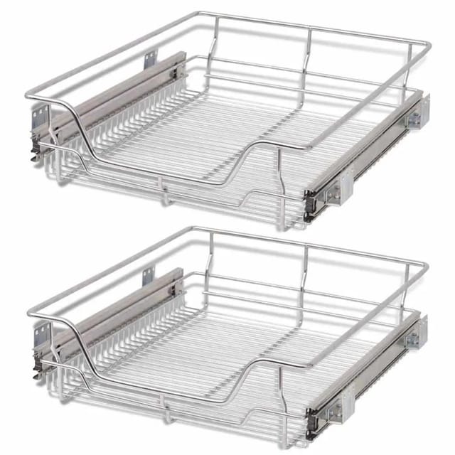vidaXL Einbauschublade Korbauszug 2 Stk Silbern 500 mm 50480
