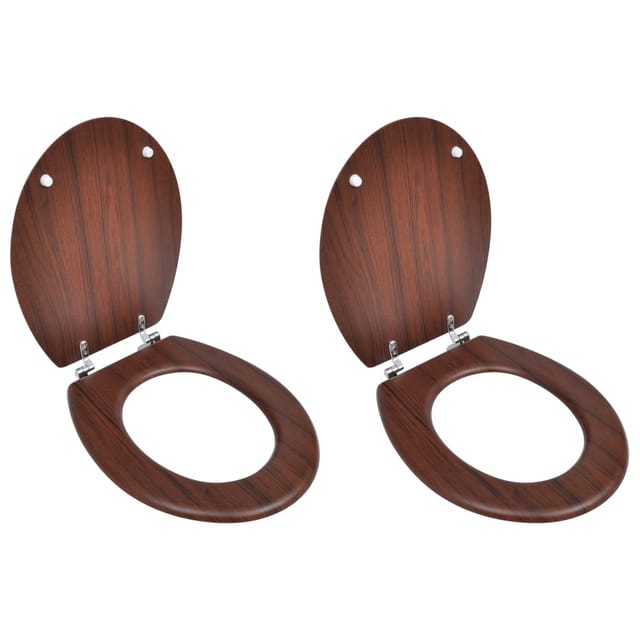 vidaXL Toilettensitze mit Deckel 2 Stk MDF Braun 275909