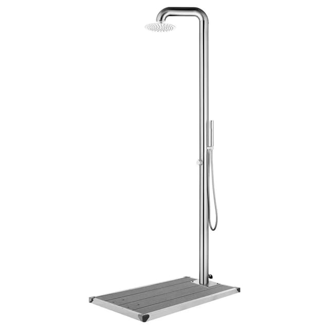 vidaXL Gartendusche mit Grauer Bodenplatte 230 cm Edelstahl 3070794