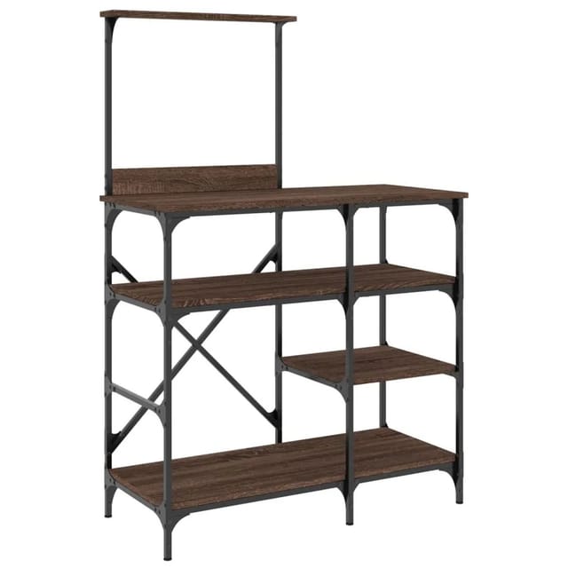 vidaXL Bäckerregal Braun Eichen-Optik 90x40x132cm Holzwerkstoff Metall 845420