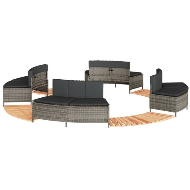 vidaXL Whirlpool-Umrandung Grau Poly Rattan und Massivholz Akazie 3270649