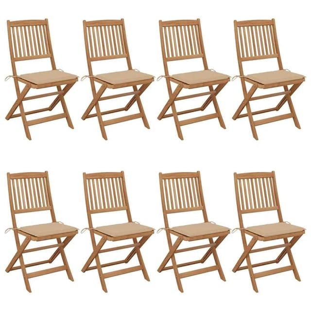 vidaXL Klappbare Gartenstühle 8 Stk mit Kissen Massivholz Akazie 3075024