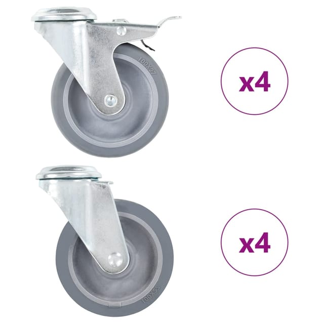 vidaXL 8 Stk Lenkrollen mit Rückenloch 100 mm 277891