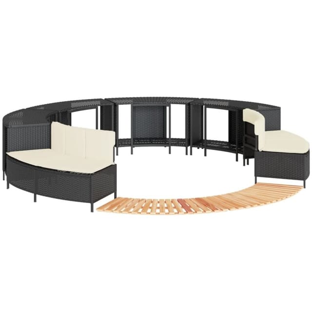 vidaXL Whirlpool-Umrandung Schwarz Poly-Rattan und Massivholz Akazie 3270642