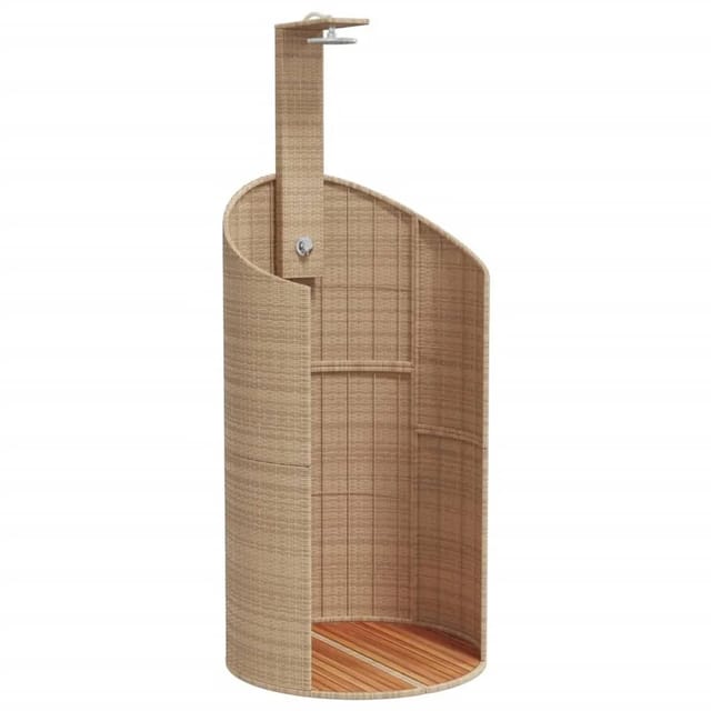 vidaXL Gartendusche Beige 100x100x241,5 cm Poly Rattan Akazienholz 368214