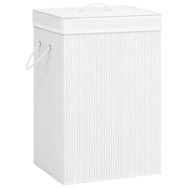 vidaXL Bambus-Wäschekorb mit 2 Fächern Weiß 72 L 320743