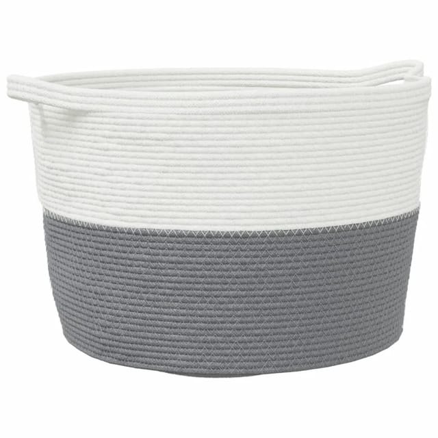 vidaXL Wäschekorb Grau und Weiß Ø60x36 cm Baumwolle 358473