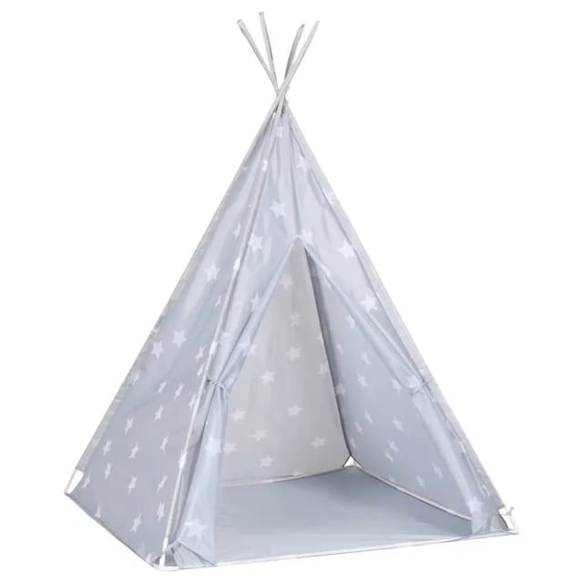 vidaXL Kinder Tipi-Zelt mit Tasche Polyester Grau 115x115x160 cm 80275