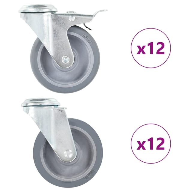 vidaXL 24 Stk Lenkrollen mit Rückenloch 100 mm 277894
