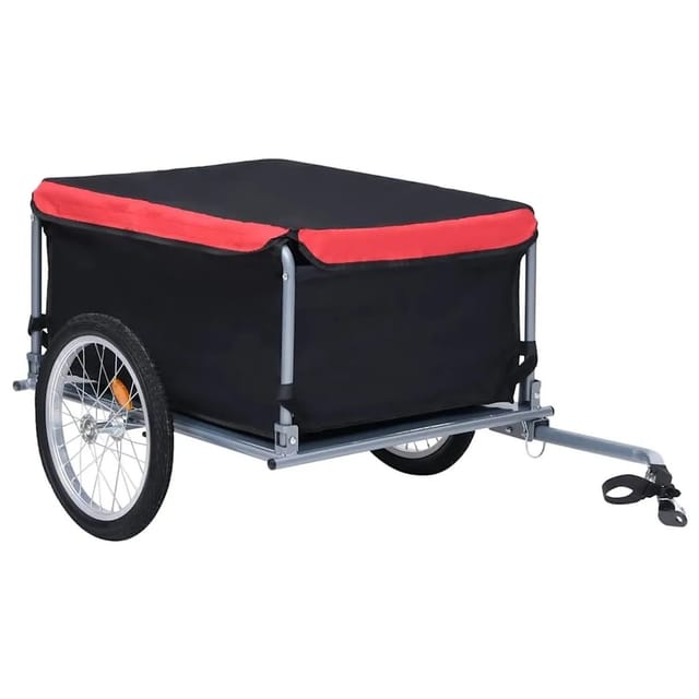 vidaXL Fahrradanhänger Schwarz und Rot 65 kg 92588